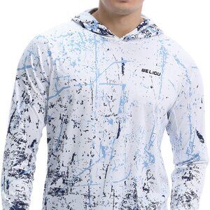 Weligu Splash-Ink UPF 50+ Sunscreen Mens Hoodie Size Large